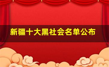 新疆十大黑社会名单公布