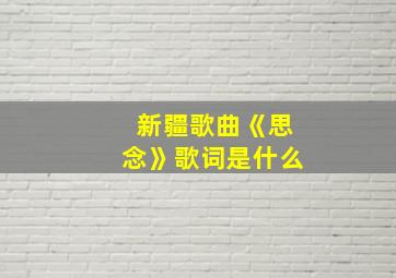 新疆歌曲《思念》歌词是什么