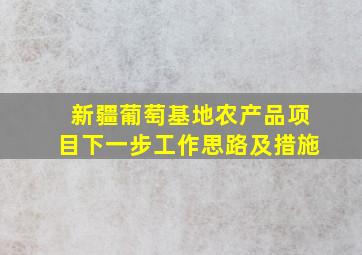 新疆葡萄基地农产品项目下一步工作思路及措施