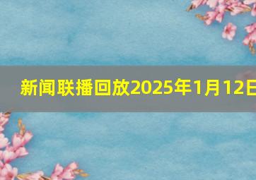 新闻联播回放2025年1月12日