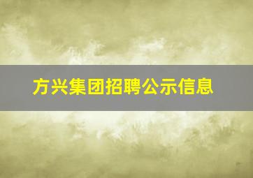 方兴集团招聘公示信息