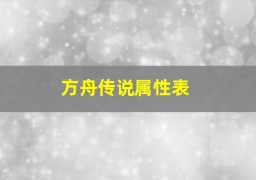 方舟传说属性表