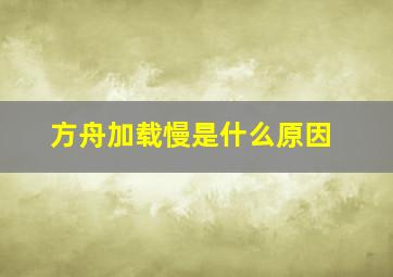 方舟加载慢是什么原因