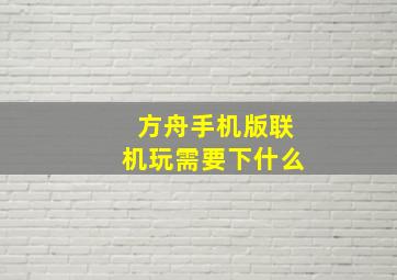 方舟手机版联机玩需要下什么