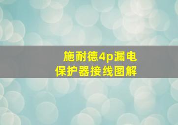 施耐德4p漏电保护器接线图解