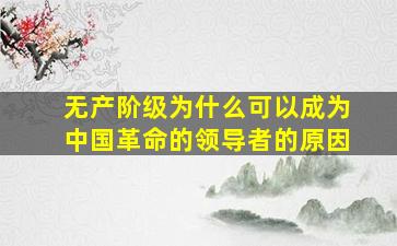 无产阶级为什么可以成为中国革命的领导者的原因