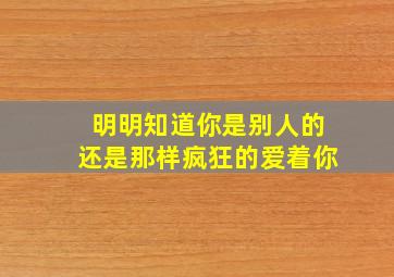 明明知道你是别人的还是那样疯狂的爱着你