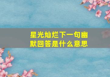 星光灿烂下一句幽默回答是什么意思