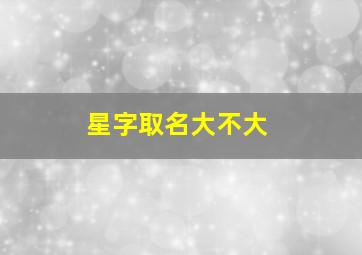 星字取名大不大