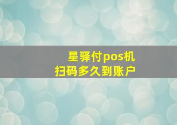 星驿付pos机扫码多久到账户