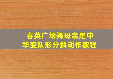 春英广场舞母亲是中华变队形分解动作教程