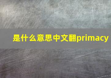 是什么意思中文翻primacy