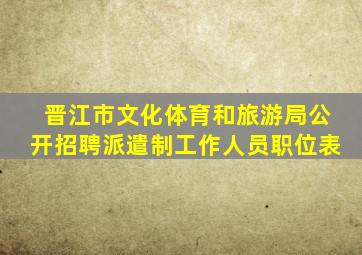 晋江市文化体育和旅游局公开招聘派遣制工作人员职位表