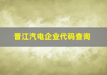 晋江汽电企业代码查询