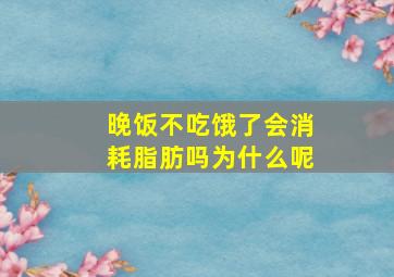 晚饭不吃饿了会消耗脂肪吗为什么呢