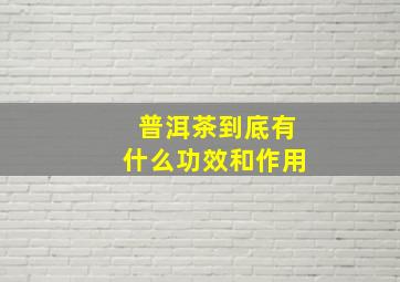 普洱茶到底有什么功效和作用