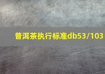 普洱茶执行标准db53/103