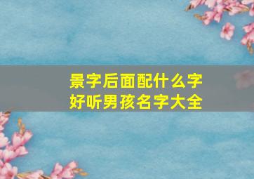 景字后面配什么字好听男孩名字大全