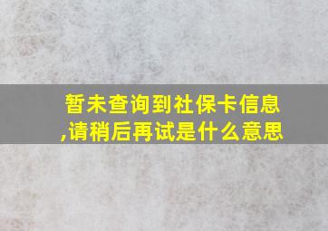 暂未查询到社保卡信息,请稍后再试是什么意思