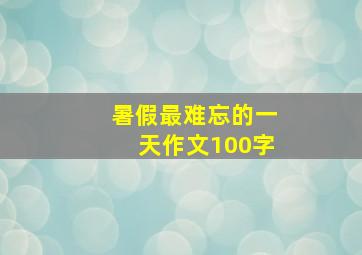 暑假最难忘的一天作文100字