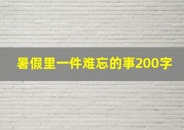 暑假里一件难忘的事200字