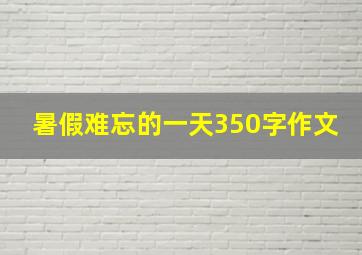 暑假难忘的一天350字作文