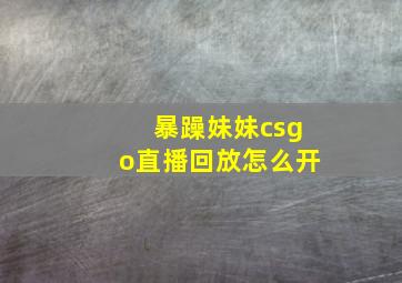 暴躁妹妹csgo直播回放怎么开