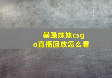 暴躁妹妹csgo直播回放怎么看