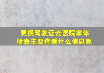 更换驾驶证去医院拿体检表主要查看什么信息呢