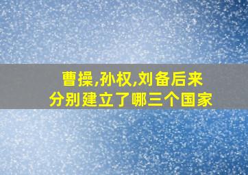 曹操,孙权,刘备后来分别建立了哪三个国家