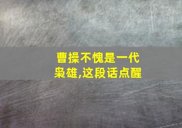 曹操不愧是一代枭雄,这段话点醒