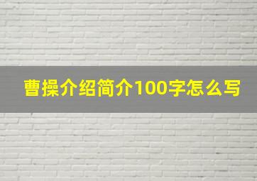 曹操介绍简介100字怎么写