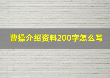 曹操介绍资料200字怎么写