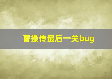 曹操传最后一关bug