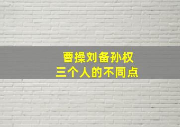 曹操刘备孙权三个人的不同点