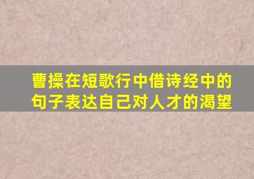 曹操在短歌行中借诗经中的句子表达自己对人才的渴望