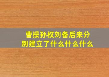 曹操孙权刘备后来分别建立了什么什么什么