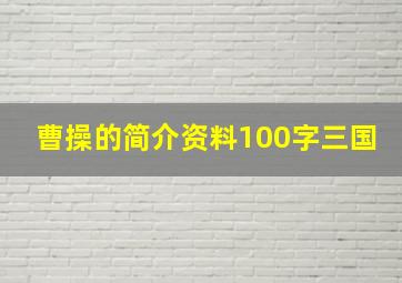 曹操的简介资料100字三国