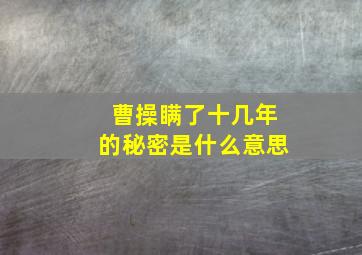 曹操瞒了十几年的秘密是什么意思