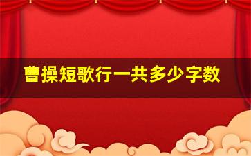 曹操短歌行一共多少字数