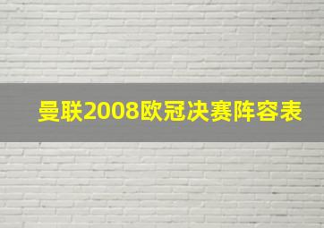 曼联2008欧冠决赛阵容表