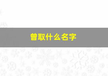 曾取什么名字