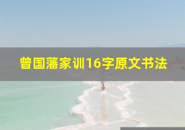 曾国藩家训16字原文书法