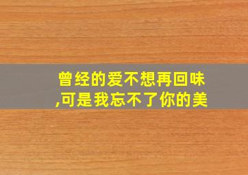 曾经的爱不想再回味,可是我忘不了你的美