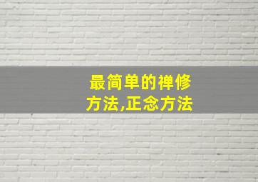 最简单的禅修方法,正念方法