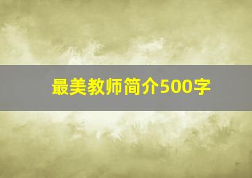 最美教师简介500字