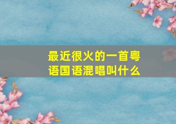 最近很火的一首粤语国语混唱叫什么