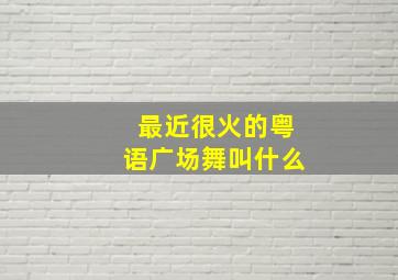 最近很火的粤语广场舞叫什么