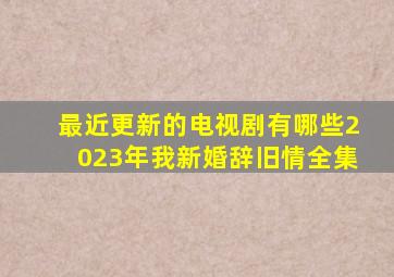 最近更新的电视剧有哪些2023年我新婚辞旧情全集