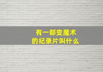 有一部变魔术的纪录片叫什么